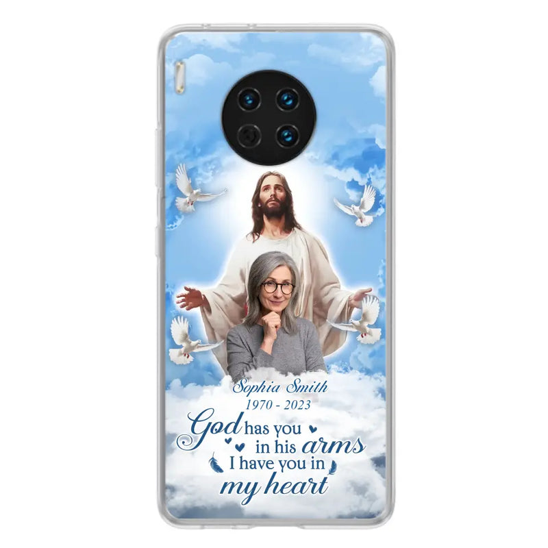 Custom Personalized Memorial Photo Phone Case - Memorial Gift Idea for Mother's Day/Father's Day - God Has You In His Arms I Have You In My Heart - Case for Xiaomi/Huawei/Oppo