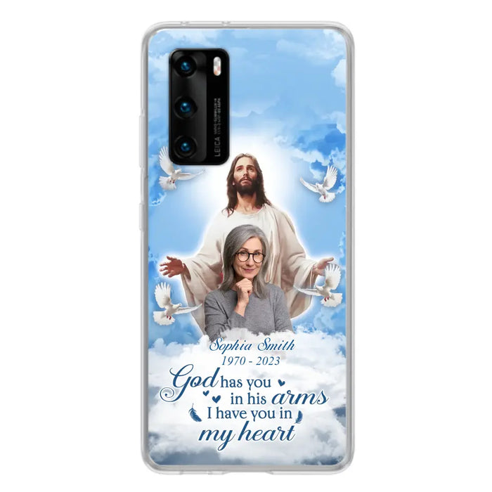 Custom Personalized Memorial Photo Phone Case - Memorial Gift Idea for Mother's Day/Father's Day - God Has You In His Arms I Have You In My Heart - Case for Xiaomi/Huawei/Oppo