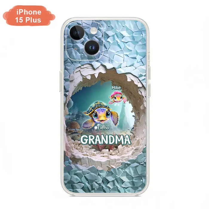 Personalized Turtle Phone Case - Up to 10 Kids - Mother's Day Gift Idea For Grandma - Case for iPhone/Samsung