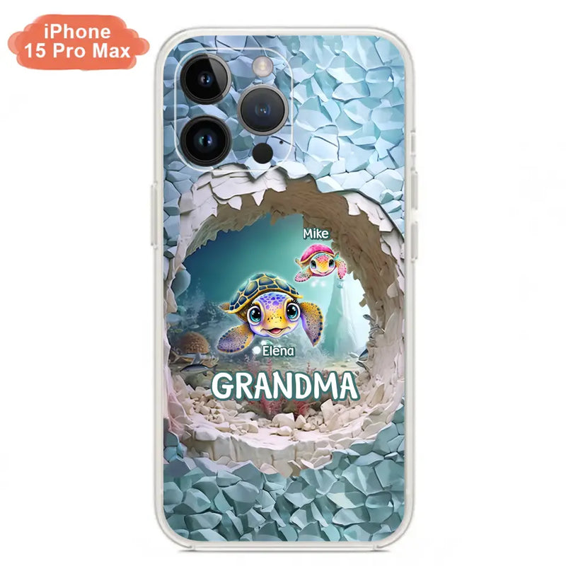 Personalized Turtle Phone Case - Up to 10 Kids - Mother's Day Gift Idea For Grandma - Case for iPhone/Samsung