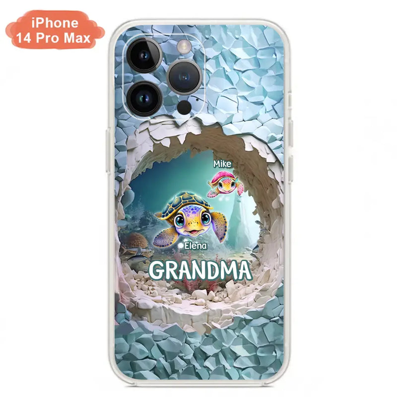 Personalized Turtle Phone Case - Up to 10 Kids - Mother's Day Gift Idea For Grandma - Case for iPhone/Samsung