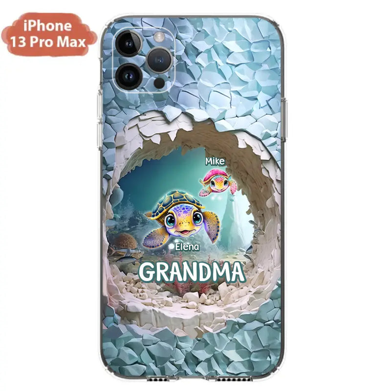 Personalized Turtle Phone Case - Up to 10 Kids - Mother's Day Gift Idea For Grandma - Case for iPhone/Samsung