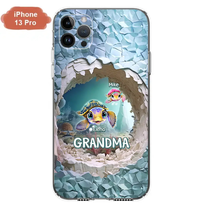 Personalized Turtle Phone Case - Up to 10 Kids - Mother's Day Gift Idea For Grandma - Case for iPhone/Samsung