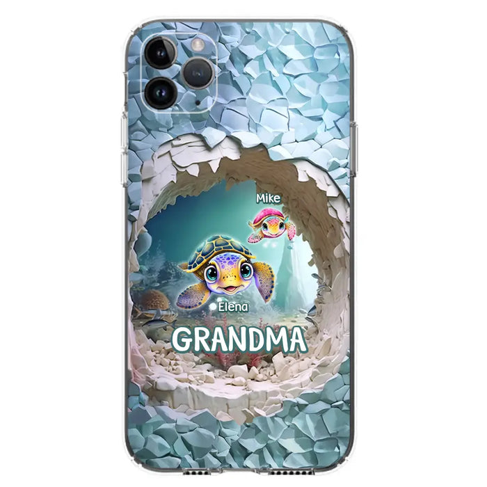 Personalized Turtle Phone Case - Up to 10 Kids - Mother's Day Gift Idea For Grandma - Case for iPhone/Samsung
