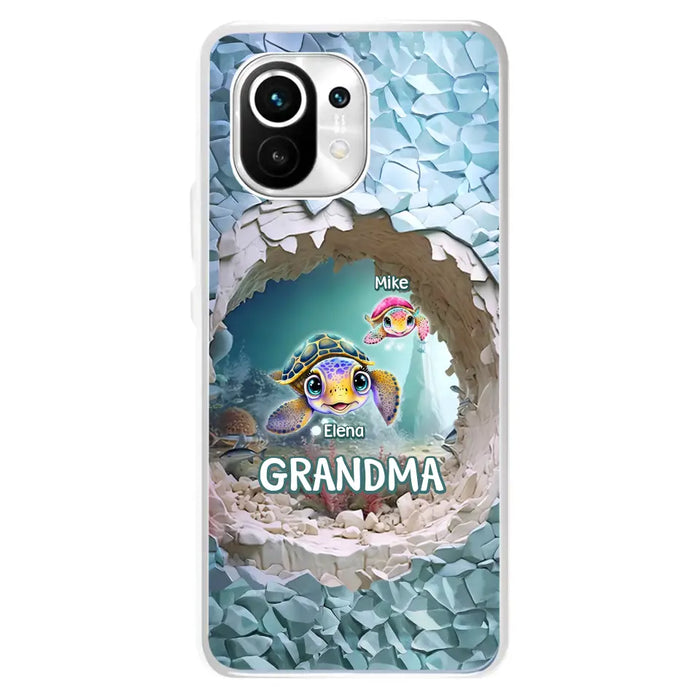 Personalized Turtle Phone Case - Up to 10 Kids - Mother's Day Gift Idea For Grandma - Case for Xiaomi/Huawei/Oppo
