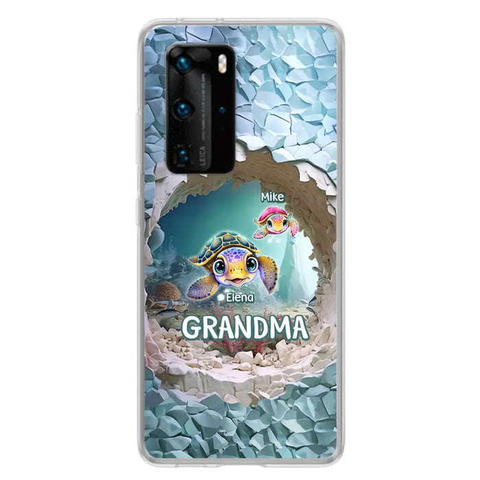 Personalized Turtle Phone Case - Up to 10 Kids - Mother's Day Gift Idea For Grandma - Case for Xiaomi/Huawei/Oppo