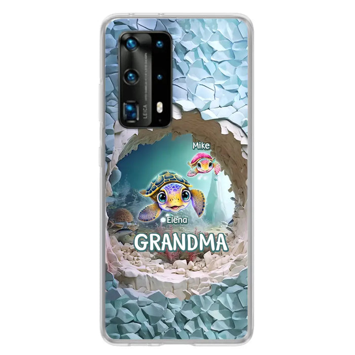 Personalized Turtle Phone Case - Up to 10 Kids - Mother's Day Gift Idea For Grandma - Case for Xiaomi/Huawei/Oppo