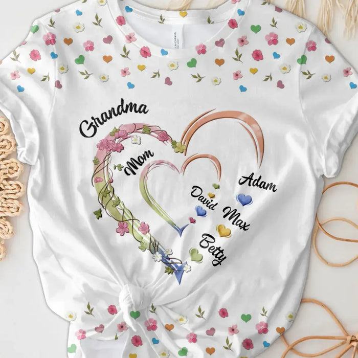Personalized Mom/Grandma T-shirt - Up to 6 Kids And 10 Grandkids - Mother's Day Gift Idea For Mother/Grandma