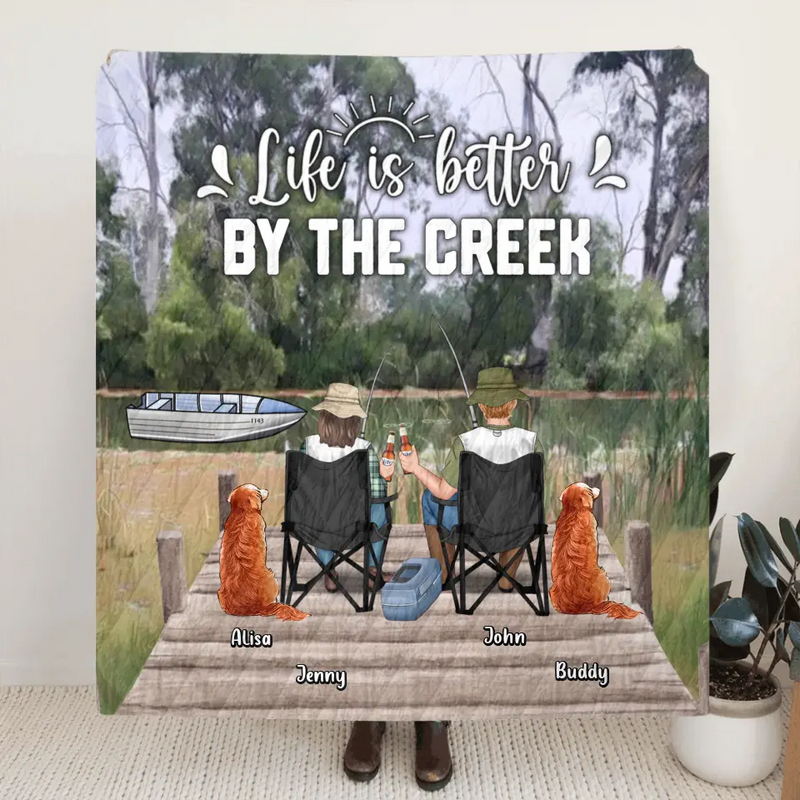 Personalized Fishing Fleece Throw/Quilt Blanket - Gift Idea for Fishing Lover - Life Is Better By The Creek