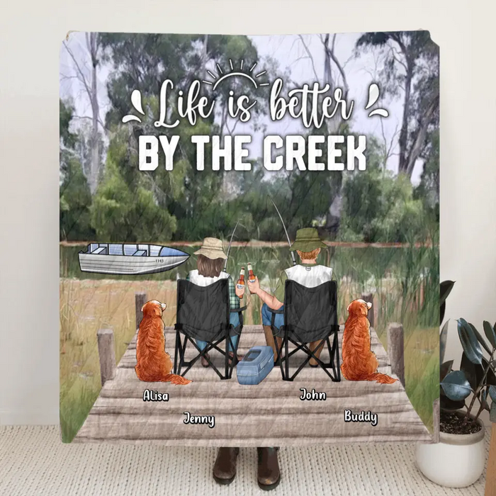 Custom Personalized Fishing Fleece Throw/Quilt Blanket - Gift Idea for Fishing Lover - Life Is Better By The Creek