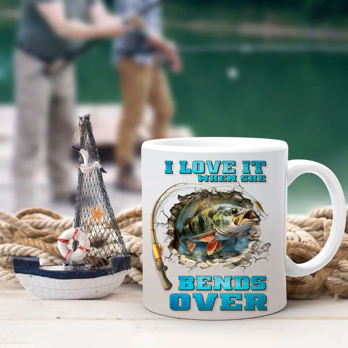 Custom Personalized Fishing Largemouth Bass Break Through Wall Coffee Mug - Gift Idea For Fishing Lover/Father's Day/ Birthday - On Weekends I Hook Up With Big Girls Who Swallow