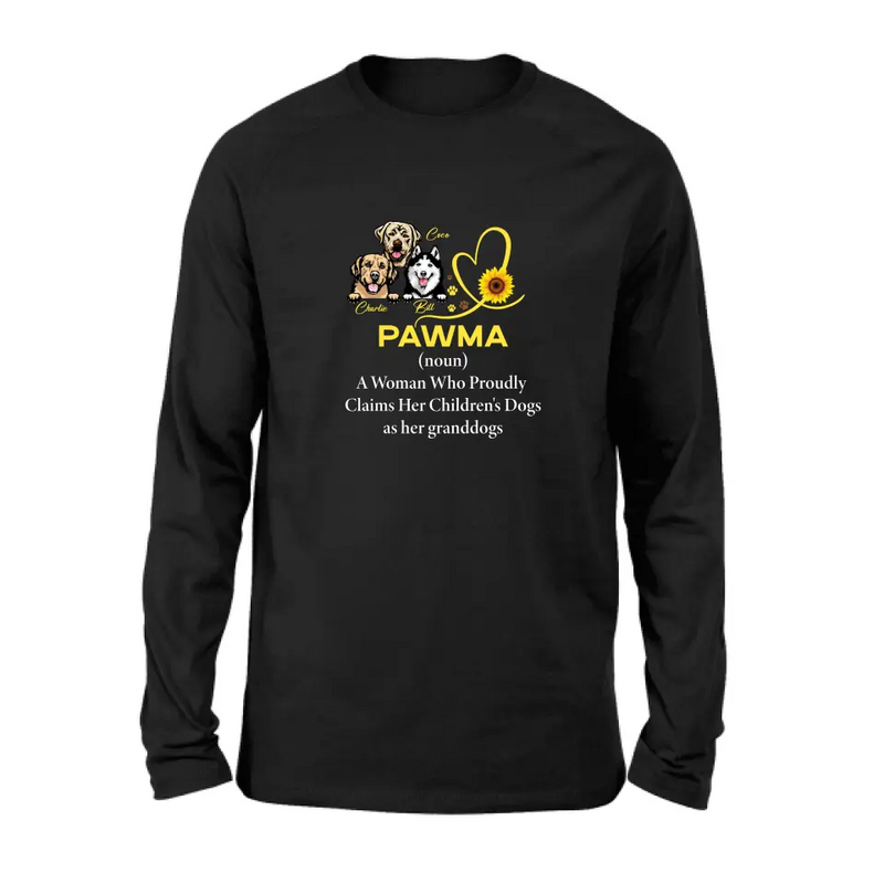 Personalized Pawma Shirt/Hoodie - Gift For Dog Mom/Mother's Day - Pawma A Woman Who Proudly Claims Her Children's Dogs As Her Granddogs