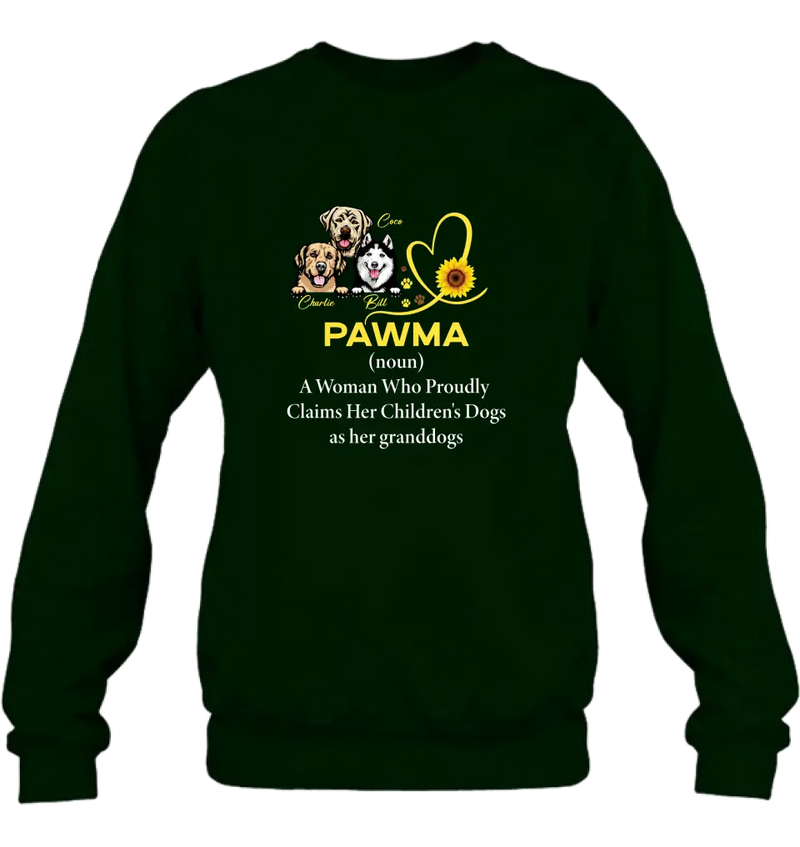 Personalized Pawma Shirt/Hoodie - Gift For Dog Mom/Mother's Day - Pawma A Woman Who Proudly Claims Her Children's Dogs As Her Granddogs