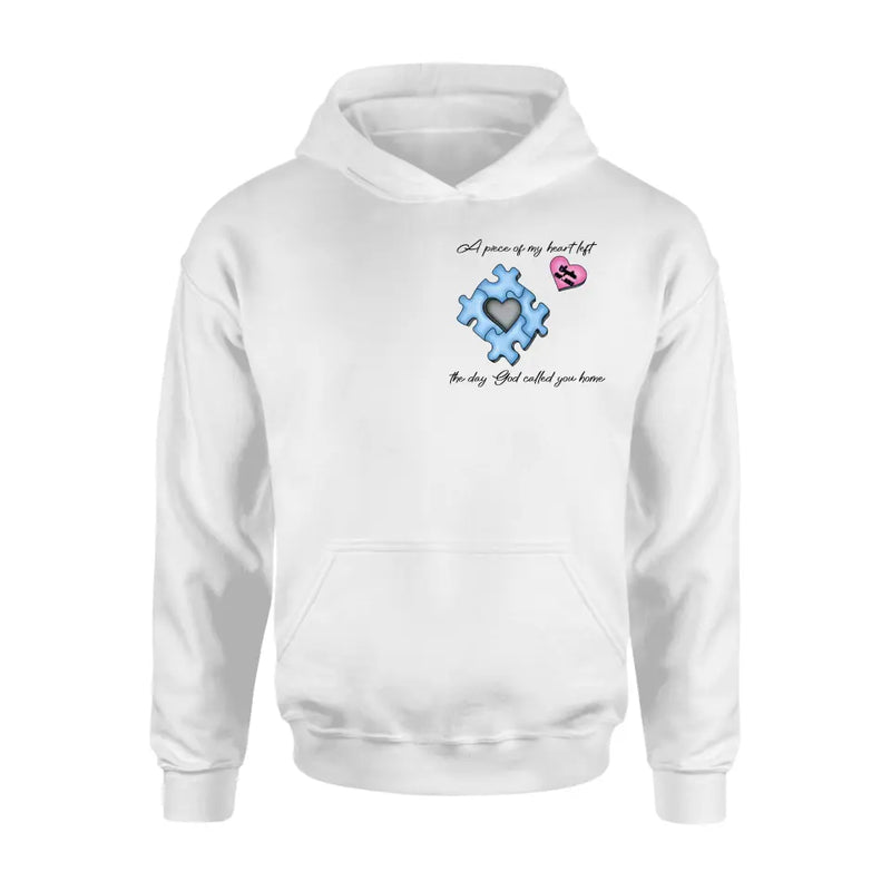 Personalized Memorial Shirt/Hoodie - Memorial Gift Idea for Mother's Day/Father's Day - A Piece Of My Heart Left The Day God Called You Home