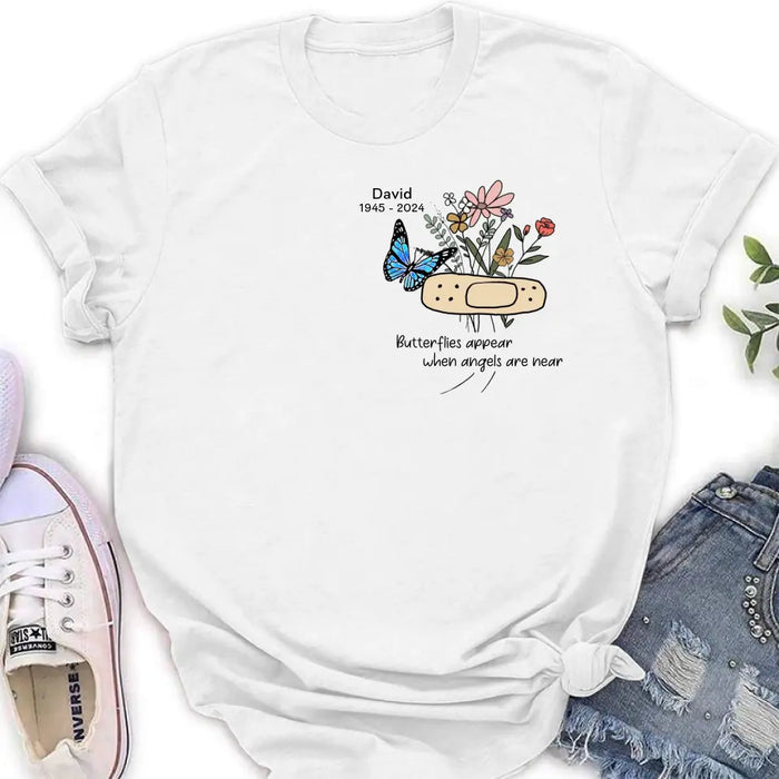 Custom Personalized Memorial Unisex T-shirt/ Long Sleeve/ Sweatshirt/ Hoodie - Memorial Gift Idea - Butterflies Appear When Angels Are Near