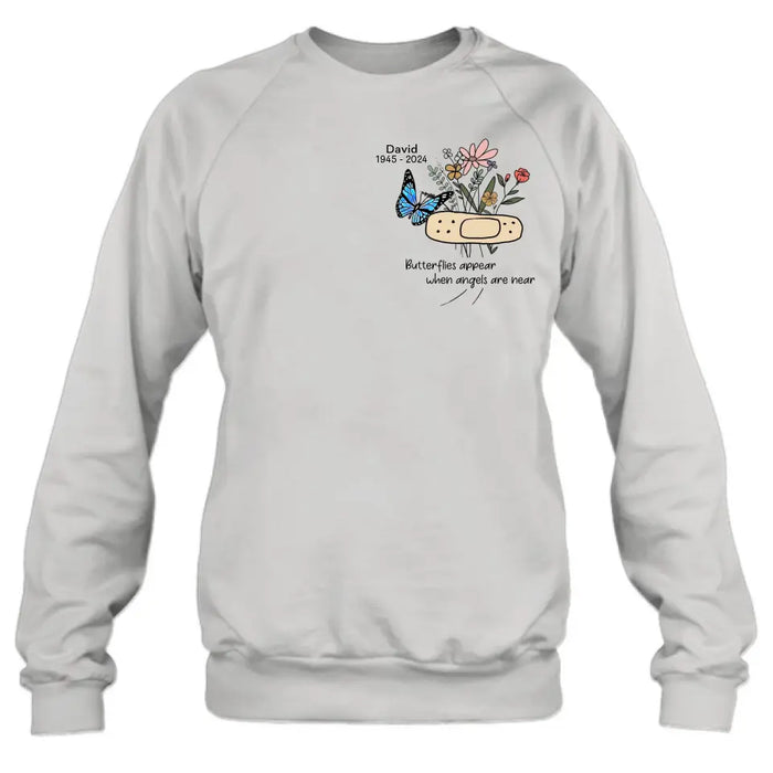 Custom Personalized Memorial Unisex T-shirt/ Long Sleeve/ Sweatshirt/ Hoodie - Memorial Gift Idea - Butterflies Appear When Angels Are Near