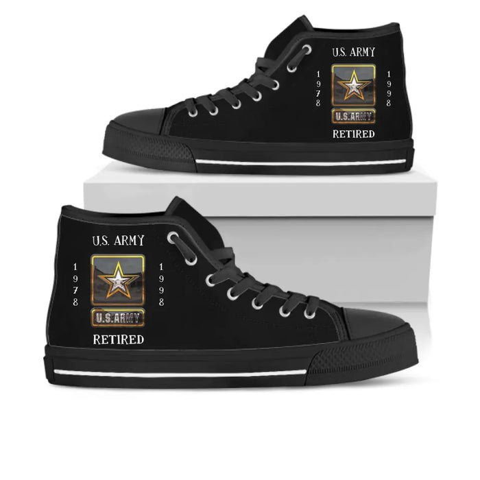 Custom Personalized Retired Veteran High Top Sneakers - Father's Day Gift for Veteran