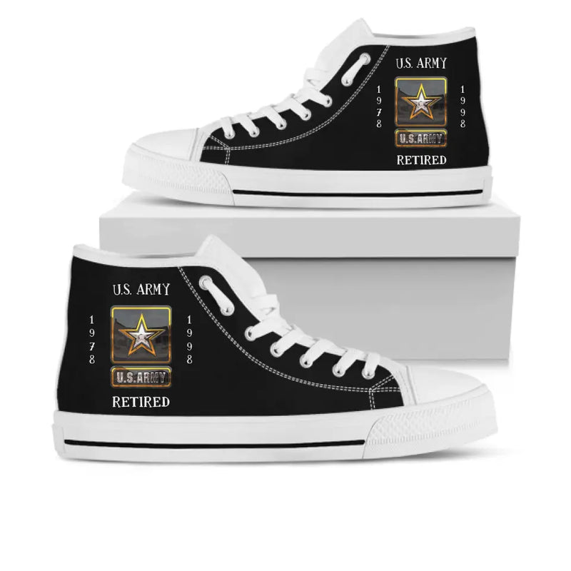 Personalized Retired Veteran High Top Sneakers - Father's Day Gift for Veteran