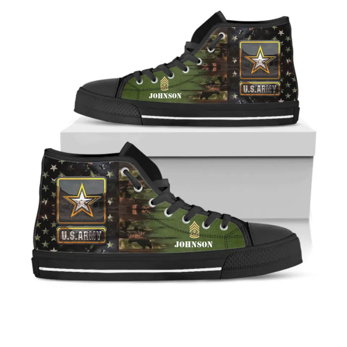 Custom Personalized Veteran High Top Sneakers - Father's Day Gift for Veteran