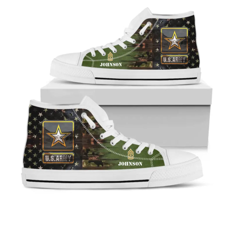 Personalized Veteran High Top Sneakers - Father's Day Gift for Veteran