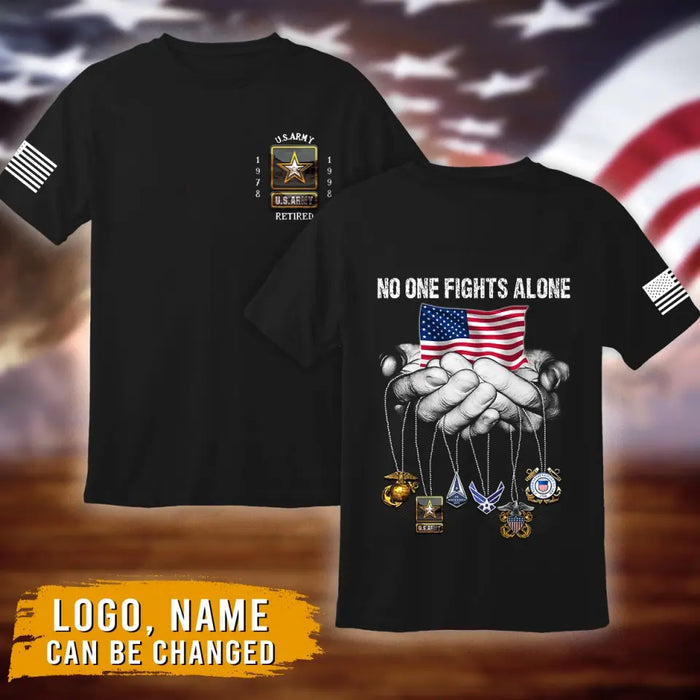 Personalized Veteran AOP Men's T-shirt - Father's Day Gift Idea For Veteran - No One Fights Alone