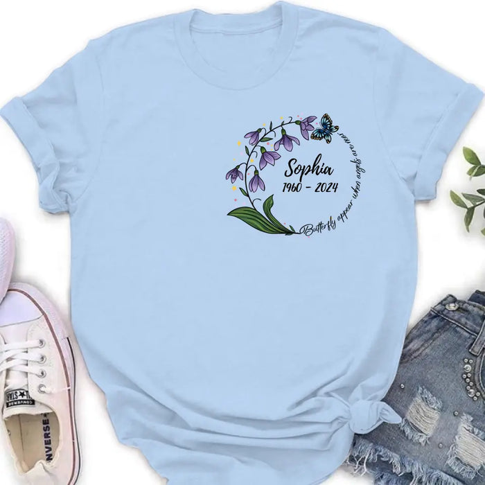 Personalized Memorial T-shirt/Long Sleeve/Sweatshirt/Pullover Hoodie - Memorial Gift - Butterflies Appear When Angels Are Near