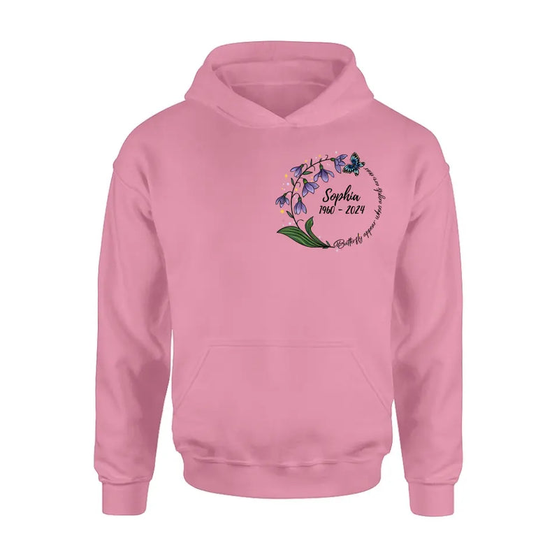 Personalized Memorial T-shirt/Long Sleeve/Sweatshirt/Pullover Hoodie - Memorial Gift - Butterflies Appear When Angels Are Near