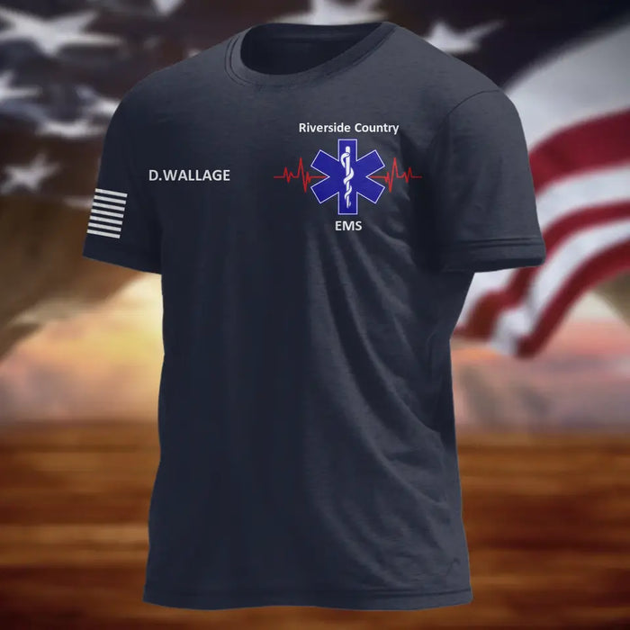 Personalized EMS/EMT/Paramedic/Firefighter/Police  AOP T-shirt - Gift Idea For Paramedic/Firefighter/Police - No One Fights Alone