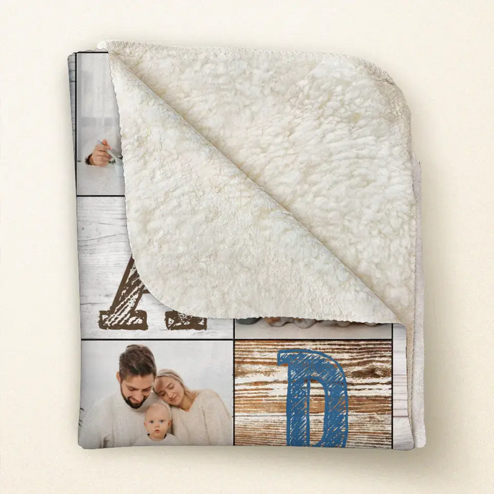 Custom Personalized Father's Day Throw Fleece Blanket - Upload Photos - Dad I Hope Every Time You Snuggle This Blanket It Reminds You How Much I Love You