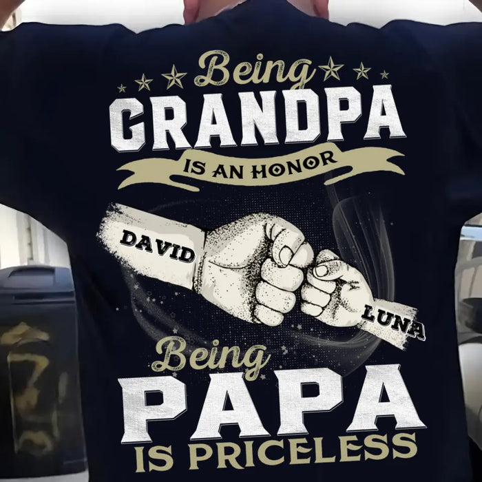 Custom Personalized Grandpa Shirt/Hoodie - Father's Day Gift Idea - Being Grandpa Is An Honor Being Papa Is Priceless