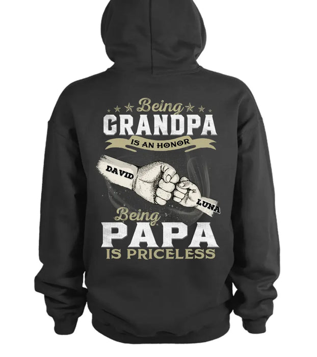 Custom Personalized Grandpa Shirt/Hoodie - Father's Day Gift Idea - Being Grandpa Is An Honor Being Papa Is Priceless