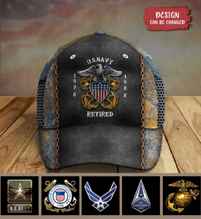 Custom Personalized Retired Veteran Baseball Cap - Father's Day Gift Idea for Veteran