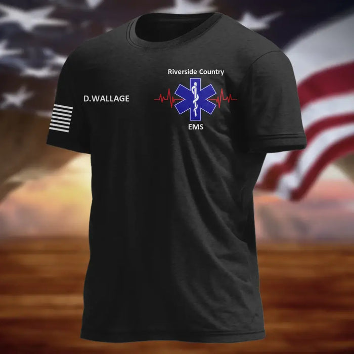 Custom Personalized EMS/ EMT/ Paramedic/ Firefighter/ Police AOP T-shirt - Gift Idea For Paramedic/ Firefighter/ Police - Together As One