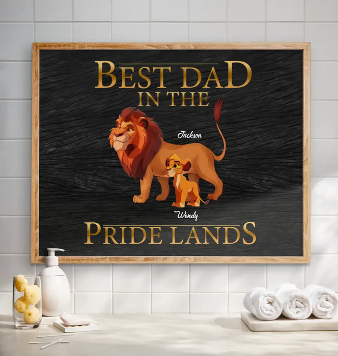Custom Personalized Lion Poster - Upto 7 Children - Father's Day Gift Idea for Dad - Best Dad In The Pride Lands