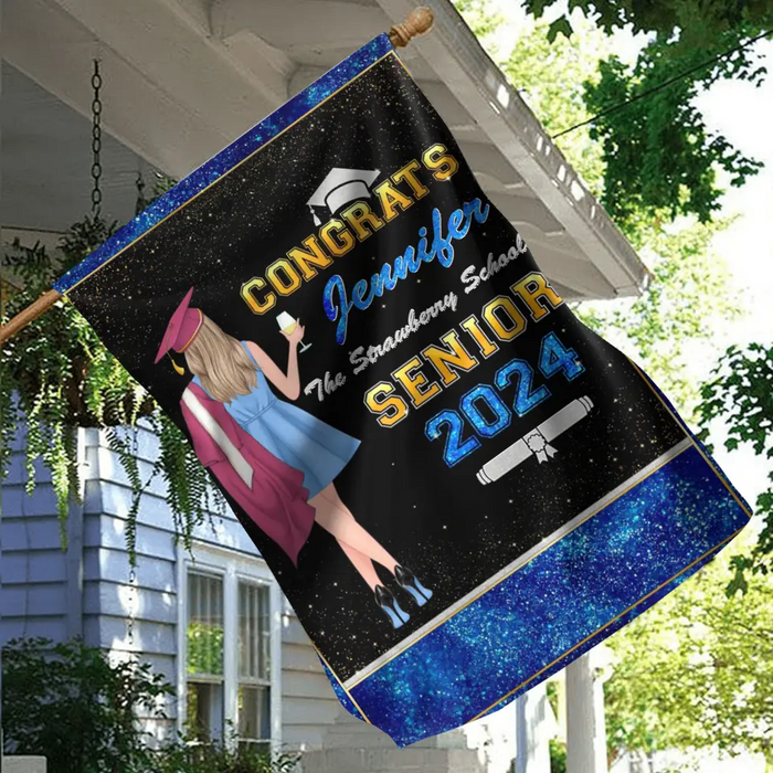 Custom Personalized Graduation Senior Flag - Graduation Gift Idea For Daughter/Friend/Sister - Congrats 2024