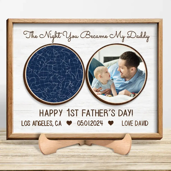 Custom Personalized Photo 2 Layered Wooden Art - Father's Day Gift Idea - Happy 1st Father's Day