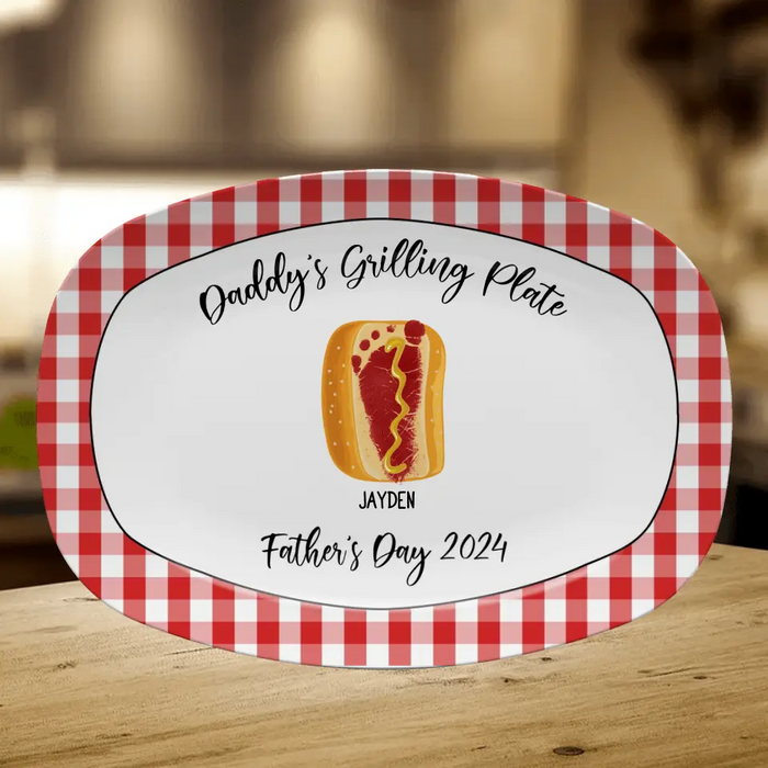Custom Personalized Daddy Serving Platter - Upto 6 Kids/Pets - Father's Day Gift Idea - Daddy's Grilling Plate