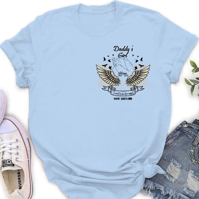 Custom Personalized Memorial Angel Shirt/ Hoodie - Memorial Gift Idea for Mother's Day/Father's Day - Grandma's Girl I Used To Be Her Angel Now She's Mine