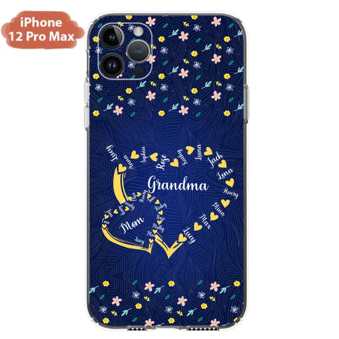 Custom Personalized Grandma Mom Phone Case - Gift Idea For Mother's Day - Upto 12 Kids - Case For iPhone And Samsung