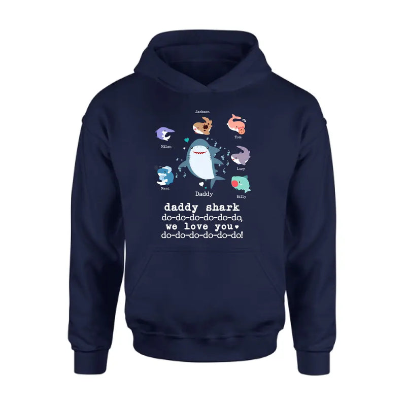 Personalized Shark Shirt/Hoodie - Father's Day Gift Idea With Up to 6 Kids - Daddy Shark We Love You