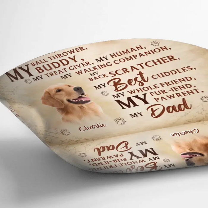 Custom Personalized Father's Day Pillow Cover - Gift Idea For Dog Owner - Upload Dog Photo - Happy Father's Day To My Hero