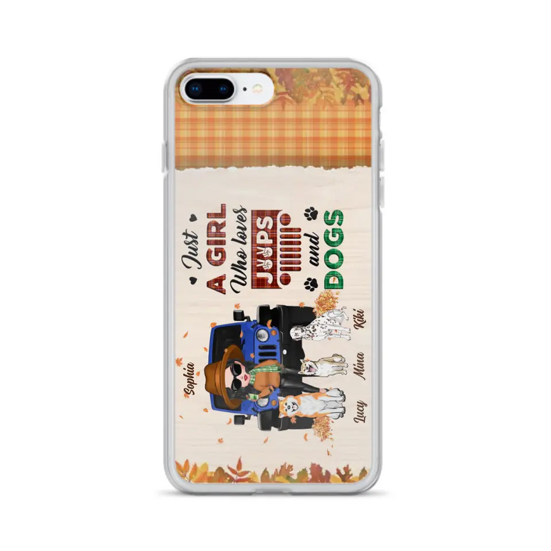 Personalized Off-road Autumn Girl Phone Case - Gift Idea For Girl/Dog Lovers - Up to 3 Dogs - Case For iPhone/Samsung
