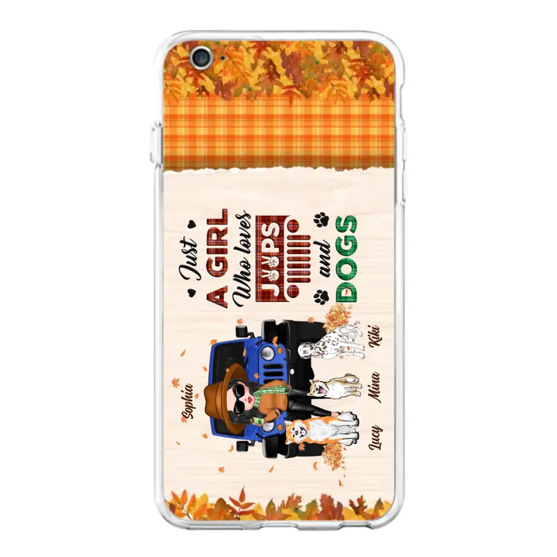 Personalized Off-road Autumn Girl Phone Case - Gift Idea For Girl/Dog Lovers - Up to 3 Dogs - Case For iPhone/Samsung