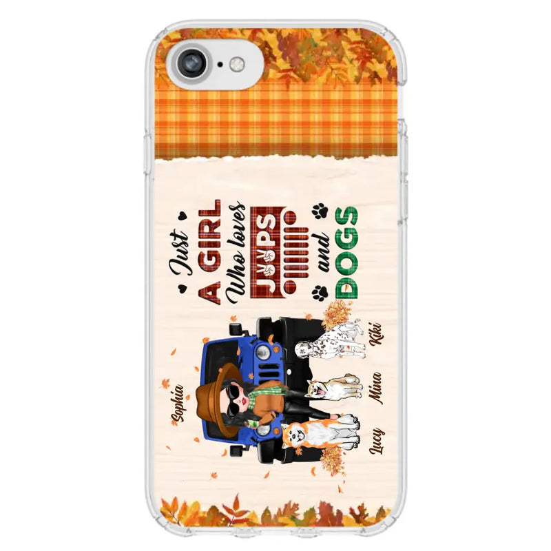 Personalized Off-road Autumn Girl Phone Case - Gift Idea For Girl/Dog Lovers - Up to 3 Dogs - Case For iPhone/Samsung