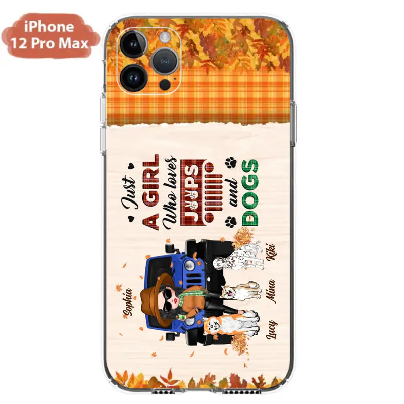 Personalized Off-road Autumn Girl Phone Case - Gift Idea For Girl/Dog Lovers - Up to 3 Dogs - Case For iPhone/Samsung