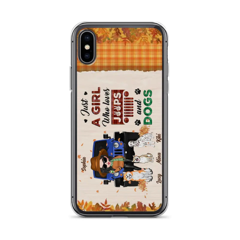 Personalized Off-road Autumn Girl Phone Case - Gift Idea For Girl/Dog Lovers - Up to 3 Dogs - Case For iPhone/Samsung