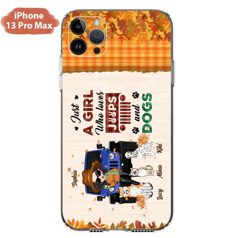 Personalized Off-road Autumn Girl Phone Case - Gift Idea For Girl/Dog Lovers - Up to 3 Dogs - Case For iPhone/Samsung