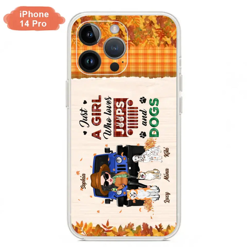 Personalized Off-road Autumn Girl Phone Case - Gift Idea For Girl/Dog Lovers - Up to 3 Dogs - Case For iPhone/Samsung