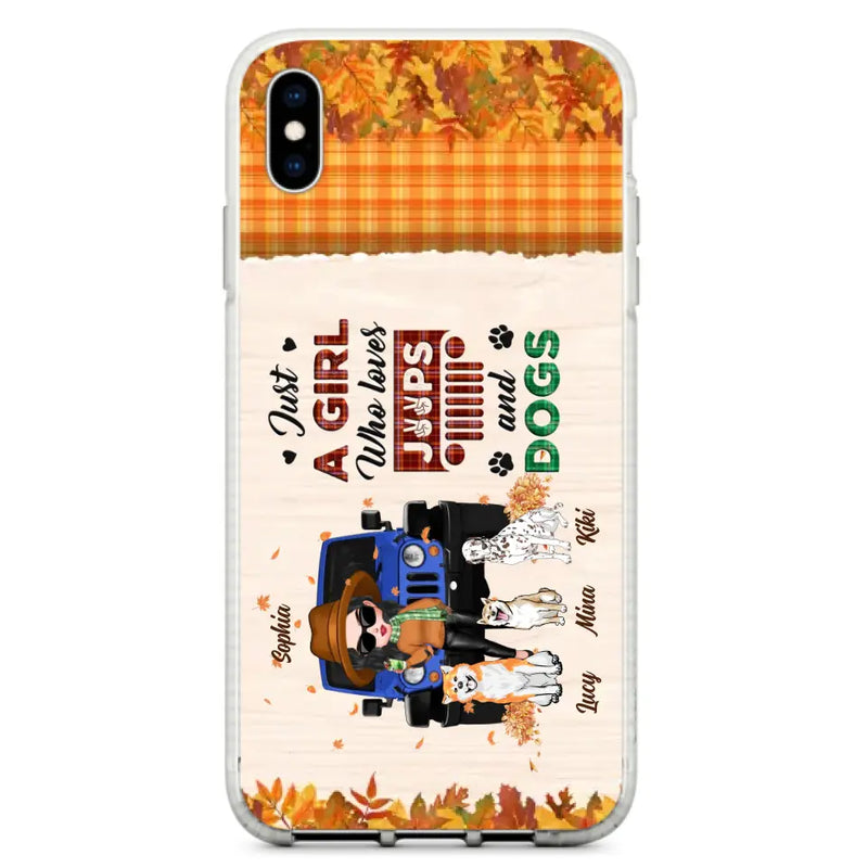 Personalized Off-road Autumn Girl Phone Case - Gift Idea For Girl/Dog Lovers - Up to 3 Dogs - Case For iPhone/Samsung