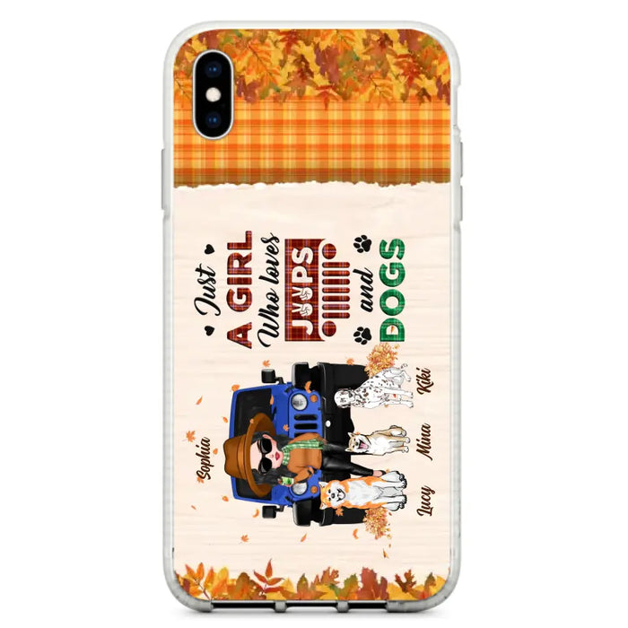 Personalized Off-road Autumn Girl Phone Case - Gift Idea For Girl/Dog Lovers - Upto 3 Dogs - Case For iPhone/Samsung